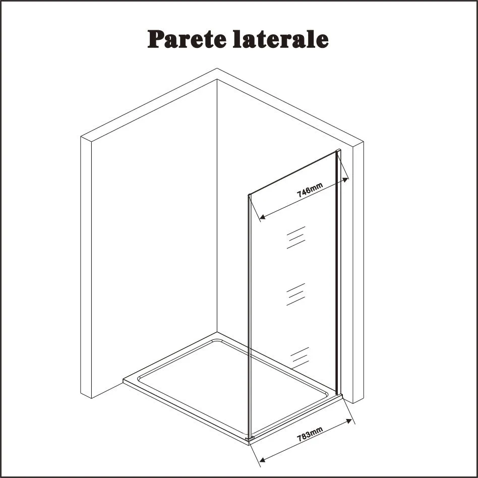 195 cm Box Doccia Angolare Porta Battente Più Parete Laterale Fissa Vetro 6mm Temperato Anticalcare Telaio e Barra Stabilizzatrice Cromato Lucido