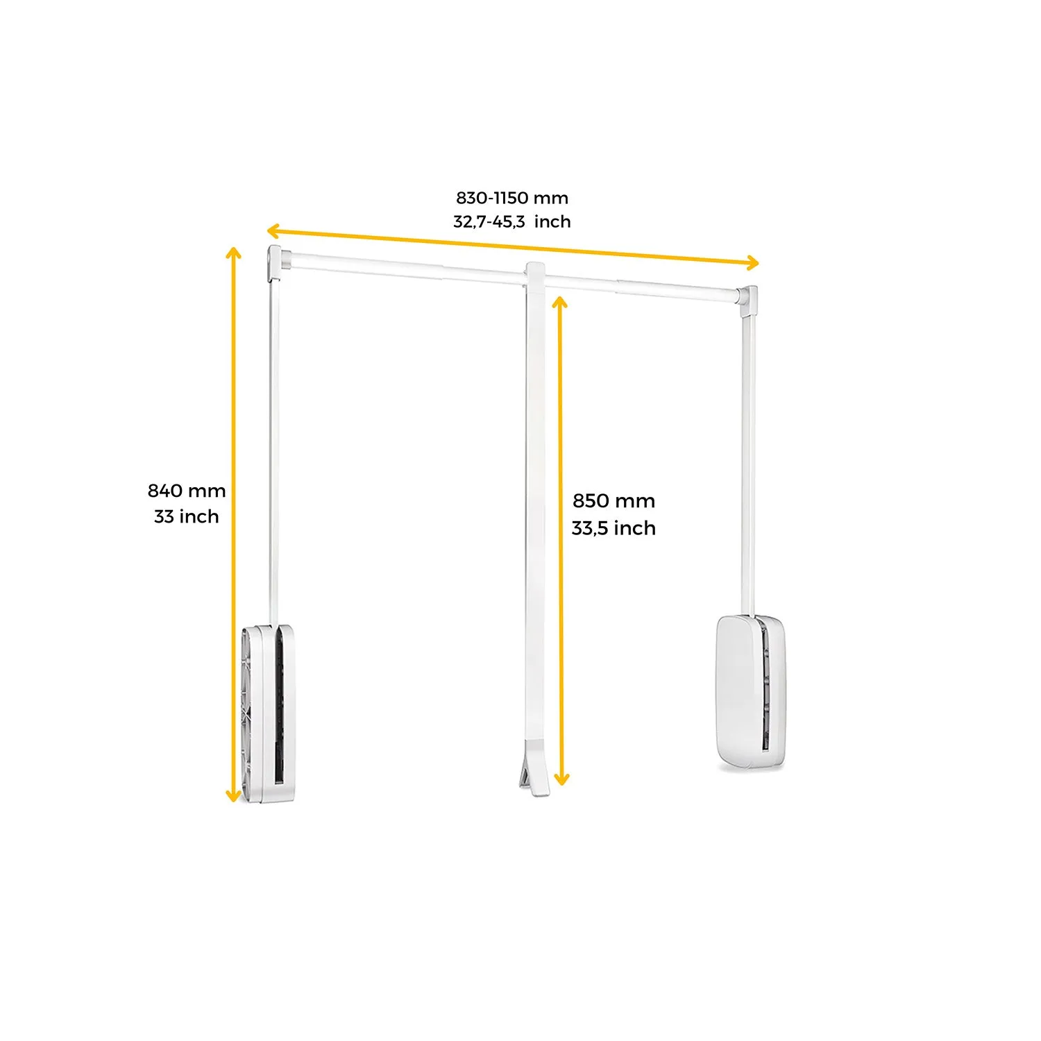 Appendiabiti Saliscendi Per Armadio In Acciaio 83-115x85cm Bianco