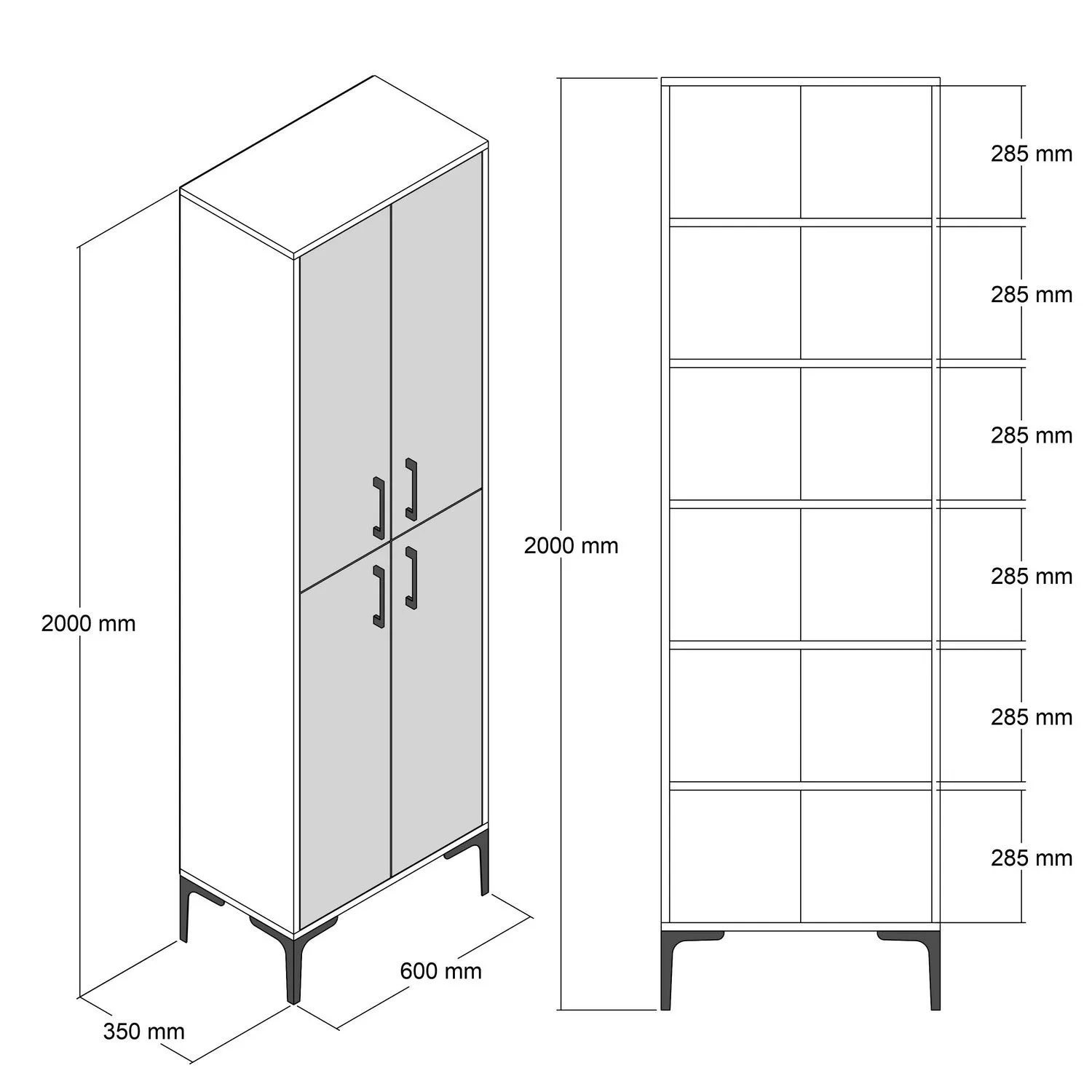 Armadio con ripiani da ingresso scarpiera in legno noce e bianco cm 60x35x200h