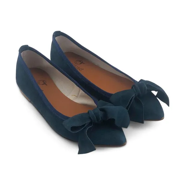 Ballerine in camoscio blu navy con fiocco