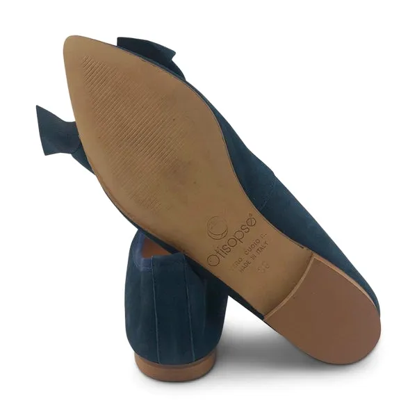 Ballerine in camoscio blu navy con fiocco