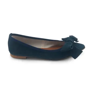 Ballerine in camoscio blu navy con fiocco