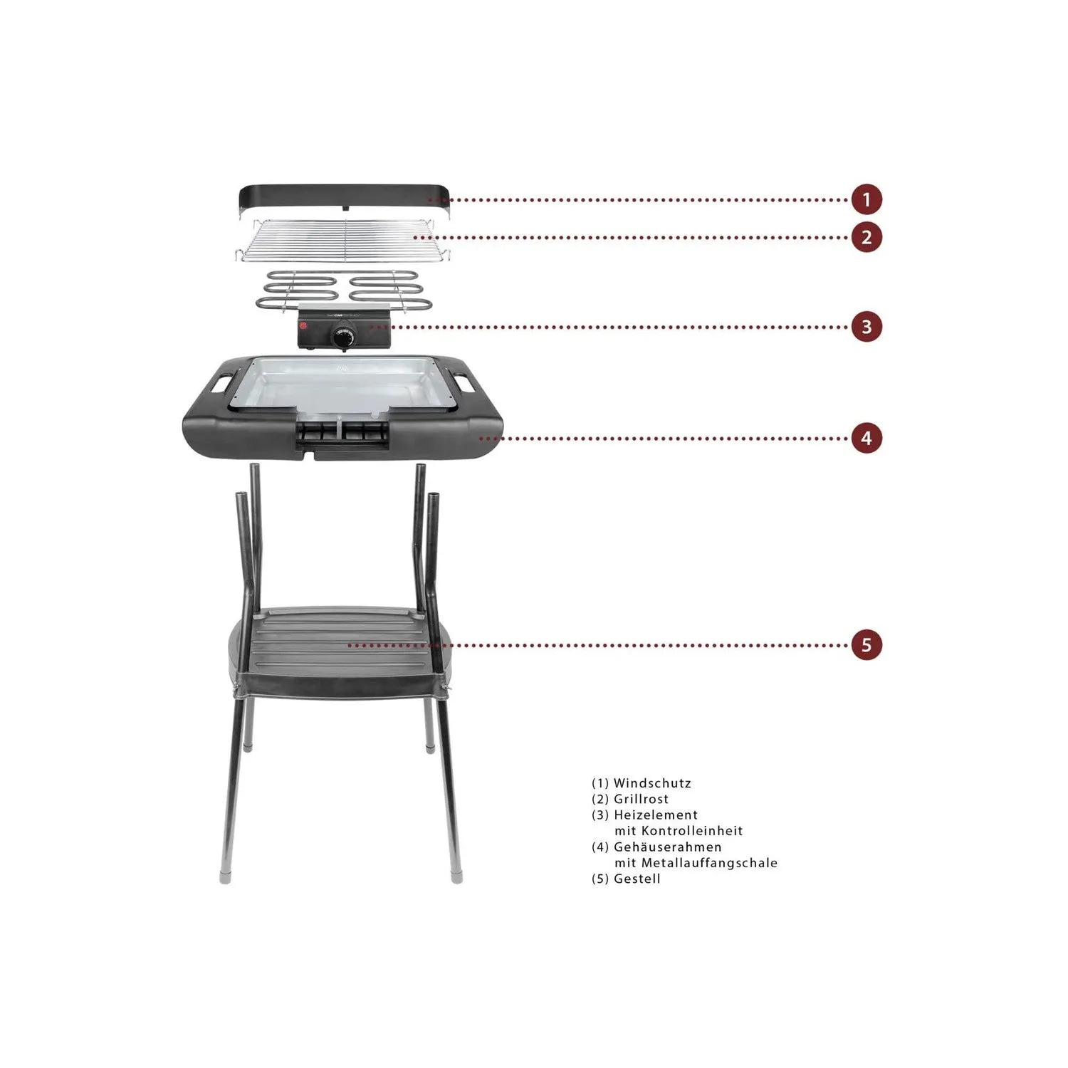 Barbecue Grill Con Supporto 2000w