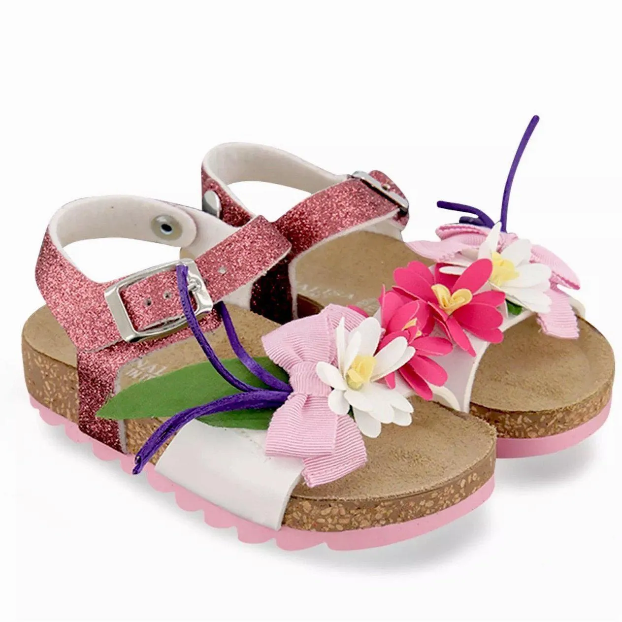 Girls Pink Flower Sandals