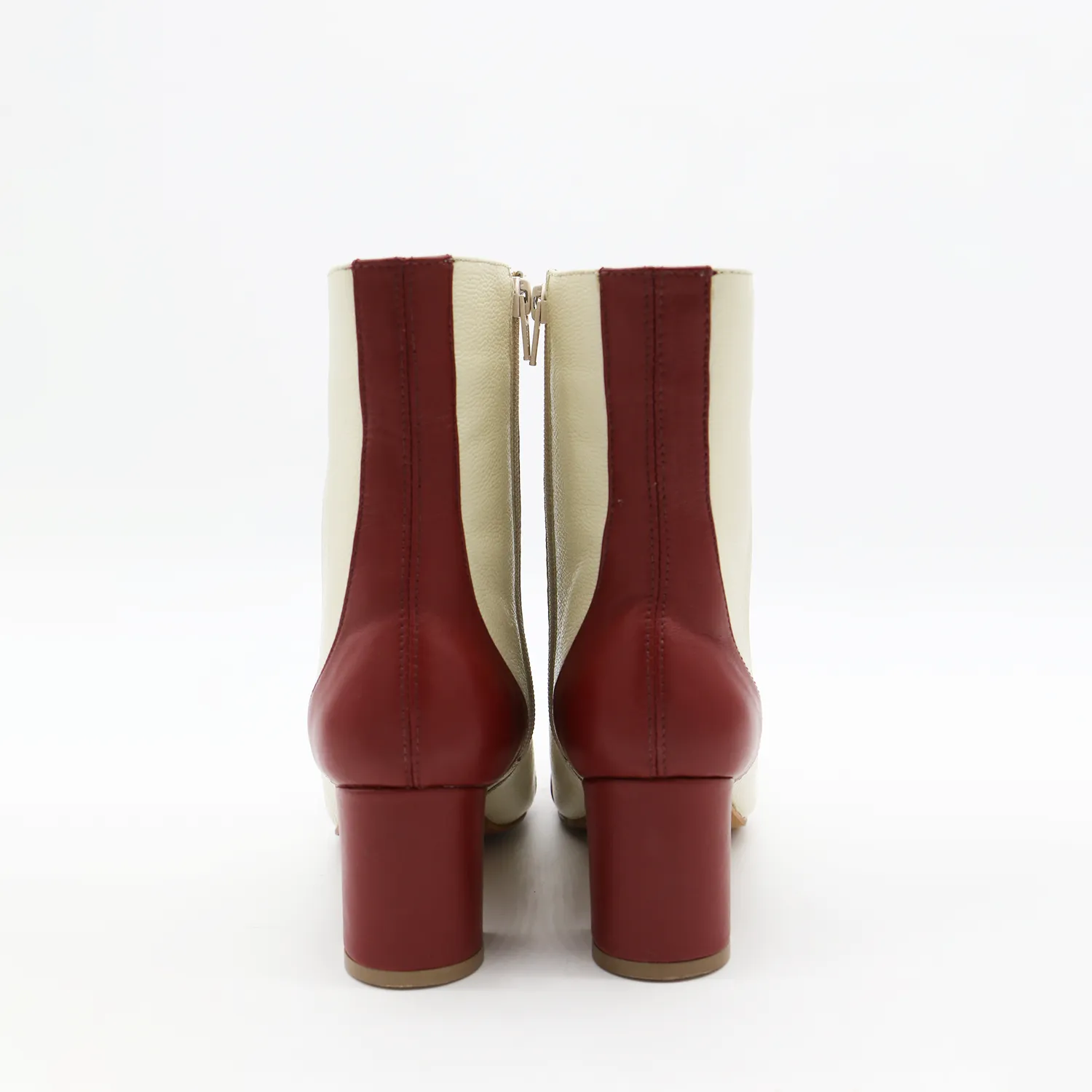 Ludivine heeled ankle boots in off white/wine leather womens shoes