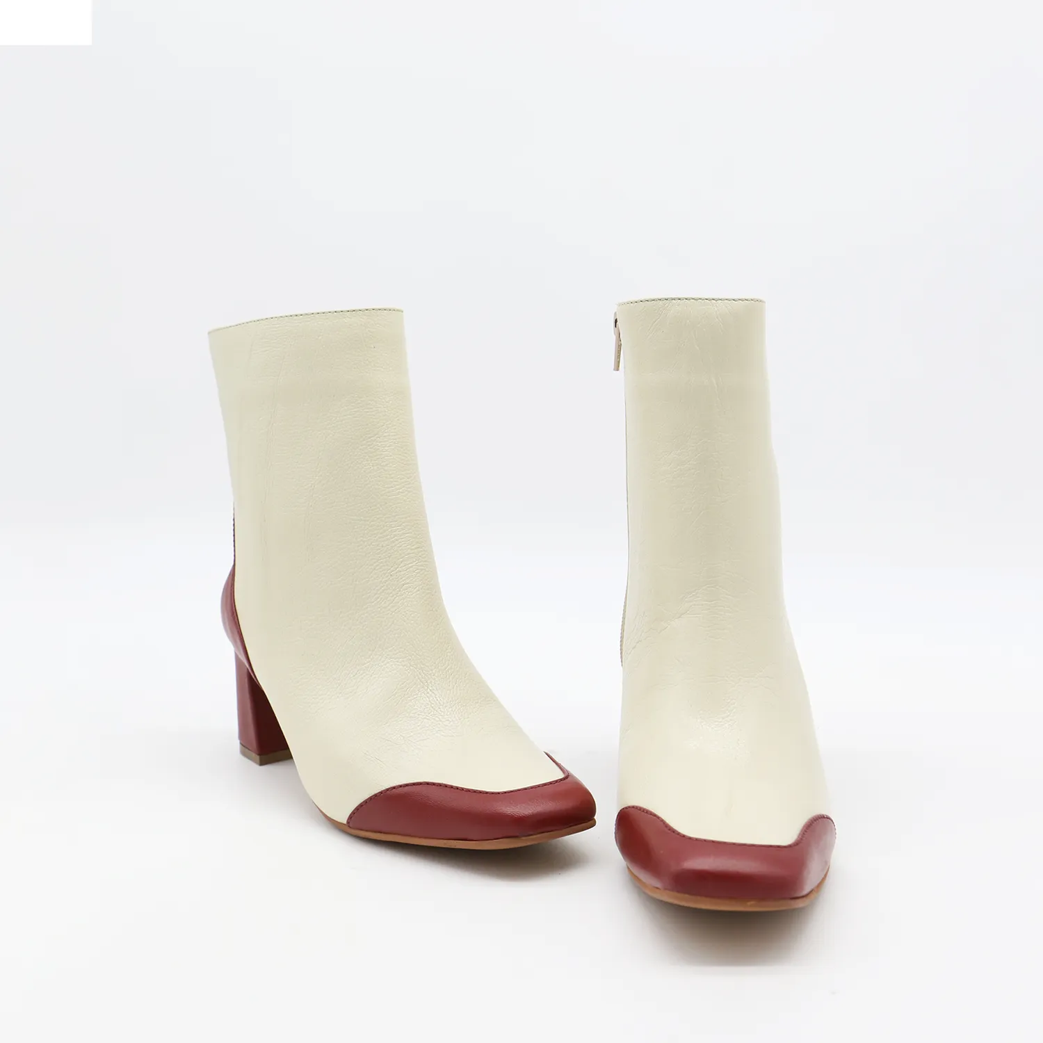 Ludivine heeled ankle boots in off white/wine leather womens shoes