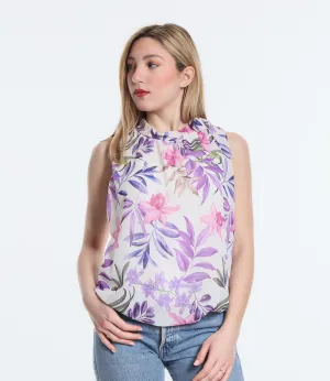 Maglia Donna Blusa Giromanica Morbida Fantasia Floreale Fiocco Casual Elegante