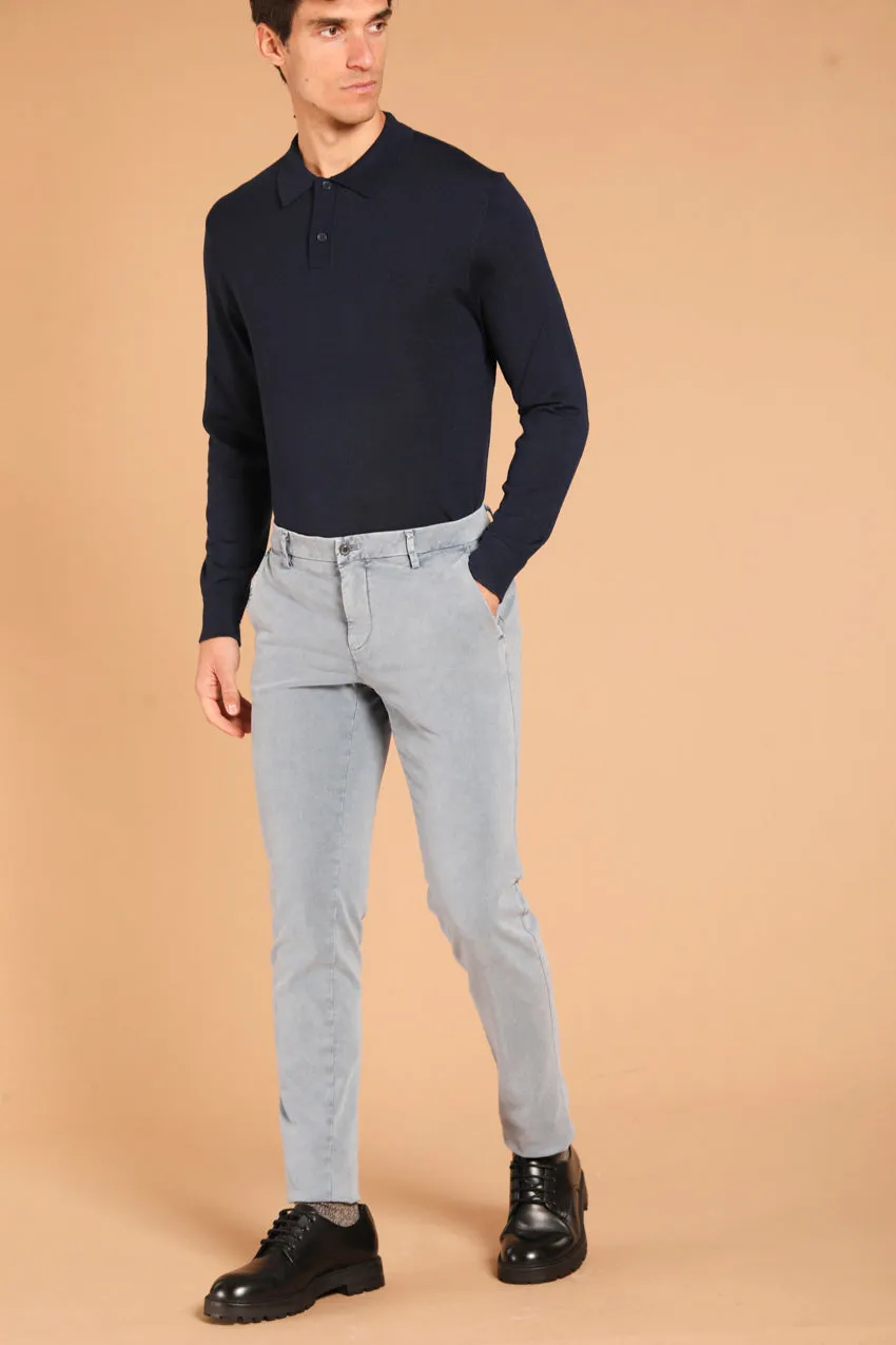 Milano Style Essential pantalone chino uomo in gabardina stretch con effetto marmorizzato extra slim fit